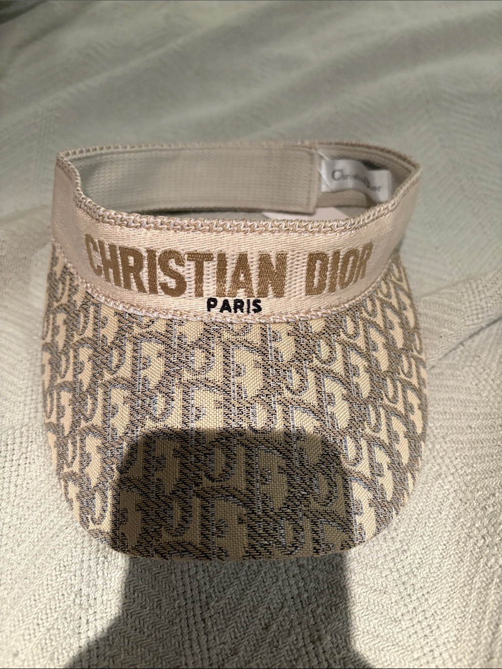 Beige Monogram Visor with Embroidery